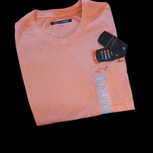 NWT Greg Norman LUX Shark Pink Pocket Tee. Mens. Size Large.  Color Pink/salmon